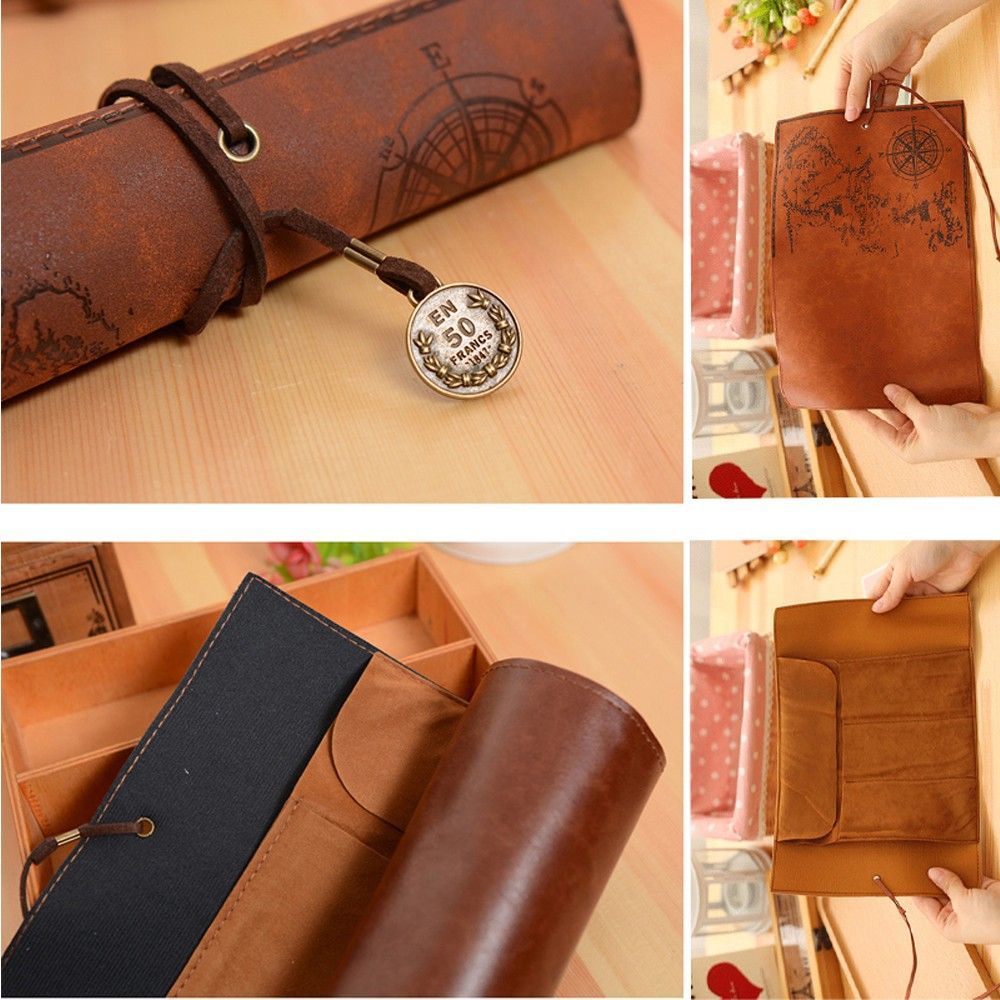 Pen Pouch Roll - Уникальный ретро-кошелек-кейс в виде карты сокровищ,
