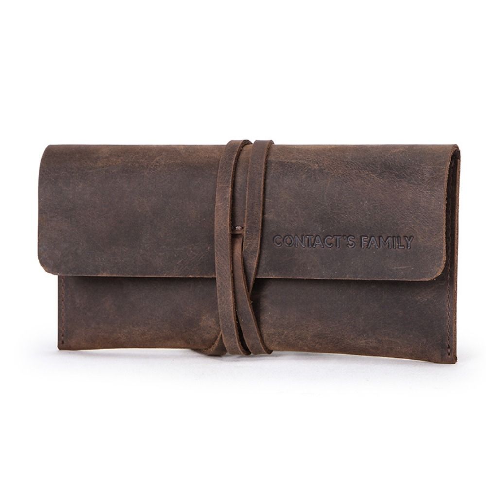 Pen Pouch Roll - Ретро-кожаный пенал с ремешком для закрытия,